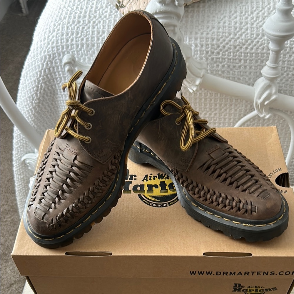 Dr. Martens Brown Leather Oxfords with Lace-Up Design